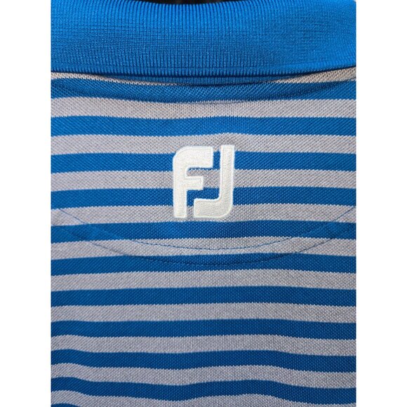 FootJoy FJ Golf Mens Blue Striped Polo Large Striped Lisle - Picture 7 of 8